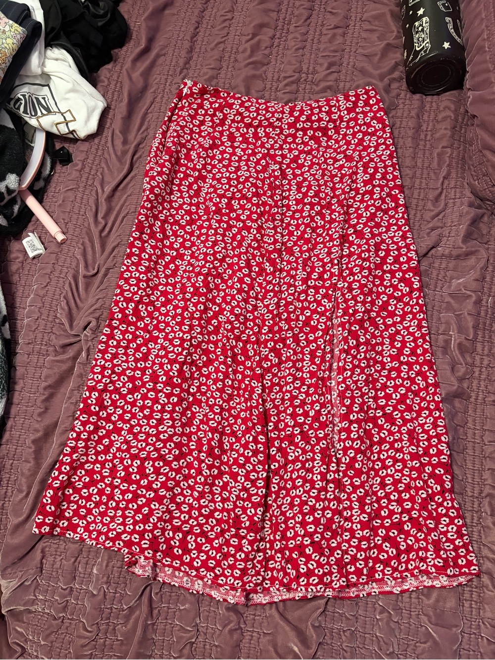 Red Floral Midi Skirt - Picture 2 of 2